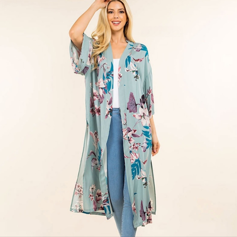 Floral Blue Women's Swim Coverup